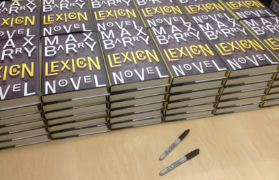 Like, fifty copies of Lexicon, and pens to sign them with