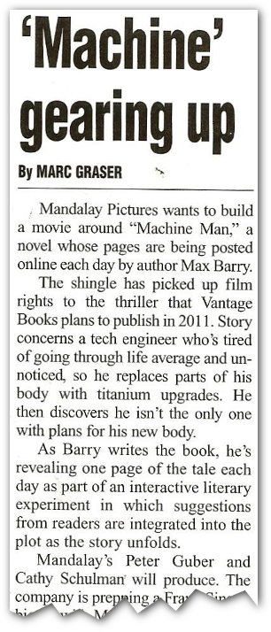 Variety news article: 'Machine gearing up'